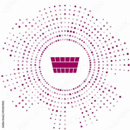 Purple Sauna bucket icon isolated on white background. Abstract circle random dots. Vector