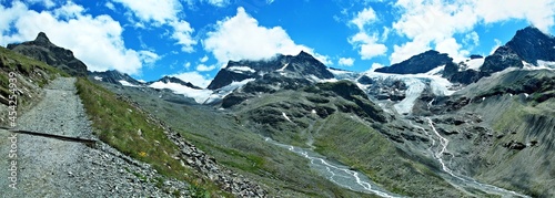 Austrian Alps-panoramic view on the peak Piz Buin and glacier
