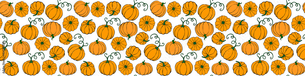 Vector seamless pattern with pumpkins in flat style. Halloween or thanksgiving color background and texture Vector seamless pattern with pumpkins in flat style. Halloween or thanksgiving color background and texture