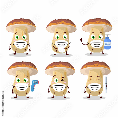 A picture of new cep mushroom cartoon design style keep staying healthy during a pandemic