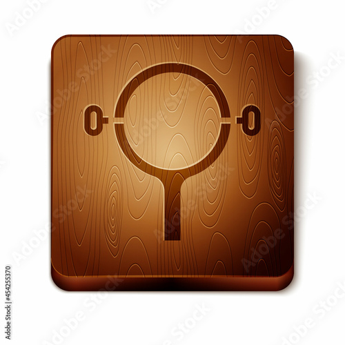 Brown Filter wrench icon isolated on white background. The key for tightening the bulb filter trunk. Wooden square button. Vector