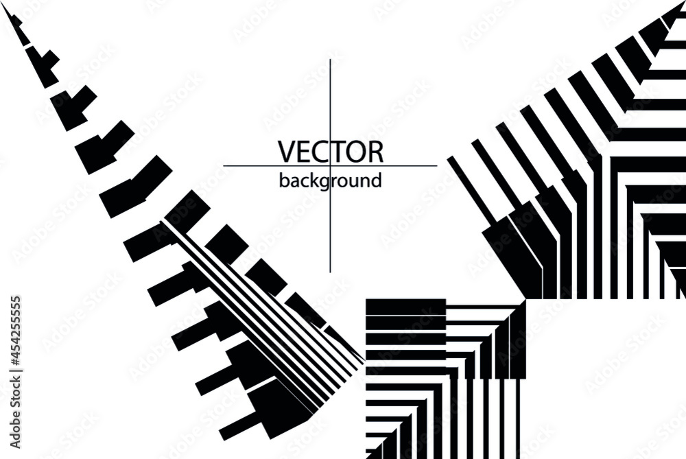 Geometric dynamic pattern, black and white background, vector composition. Geometric dynamic pattern, black and white background, vector composition.