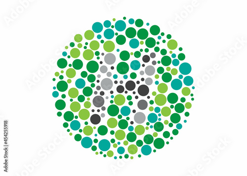 Vector graphic of Color blind test design. The Letter H cunningly hid inside an Ishihara inspired design.