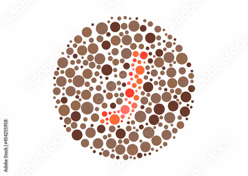 Vector graphic of Color blind test design. The Letter J cunningly hid inside an Ishihara inspired design.