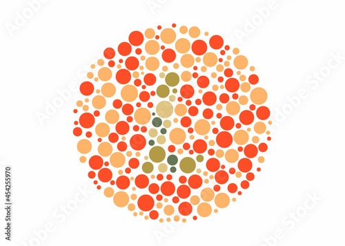 Vector graphic of Color blind test design. The Letter L cunningly hid inside an Ishihara inspired design.