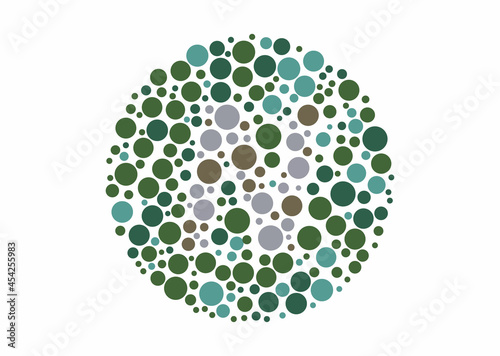 Vector graphic of Color blind test design. The Letter N cunningly hid inside an Ishihara inspired design.