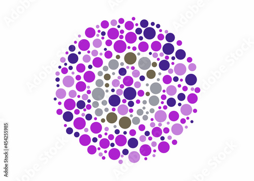 Vector graphic of Color blind test design. The Letter O cunningly hid inside an Ishihara inspired design.