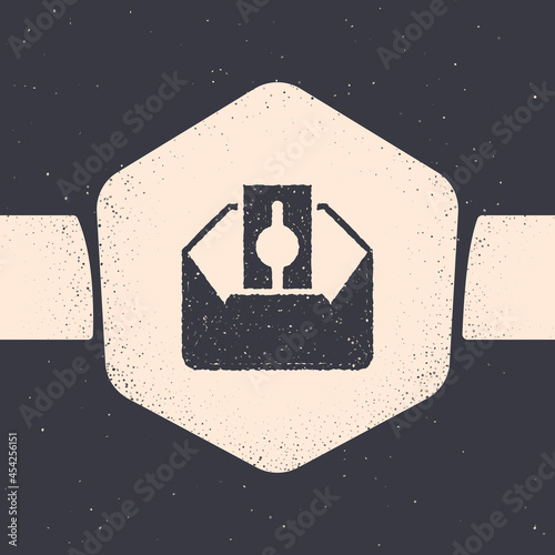 Grunge Donate or pay your zakat as muslim obligatory icon isolated on grey background. Muslim charity or alms in ramadan kareem before eid al-fir. Monochrome vintage drawing. Vector