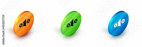 Isometric Electric motor icon isolated on white background. Circle button. Vector