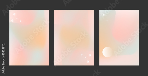 Set of soft cloud background in pastel colorful gradation. Modern blurred background