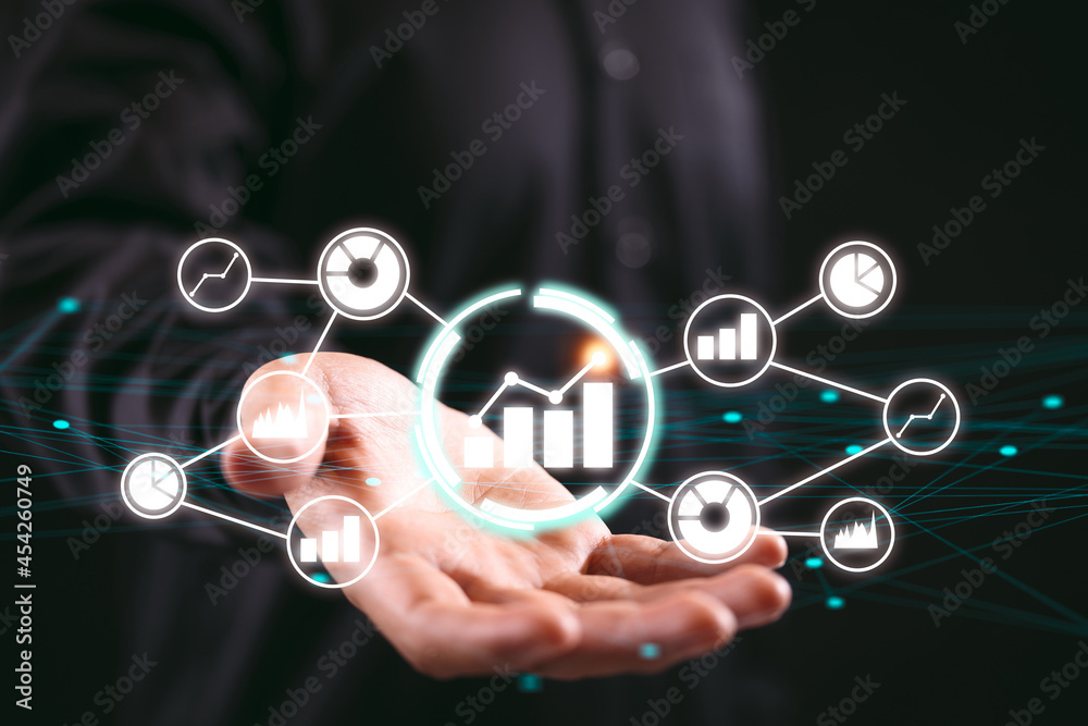 Business analysis concept on a human hand Business analysis concept on a human hand