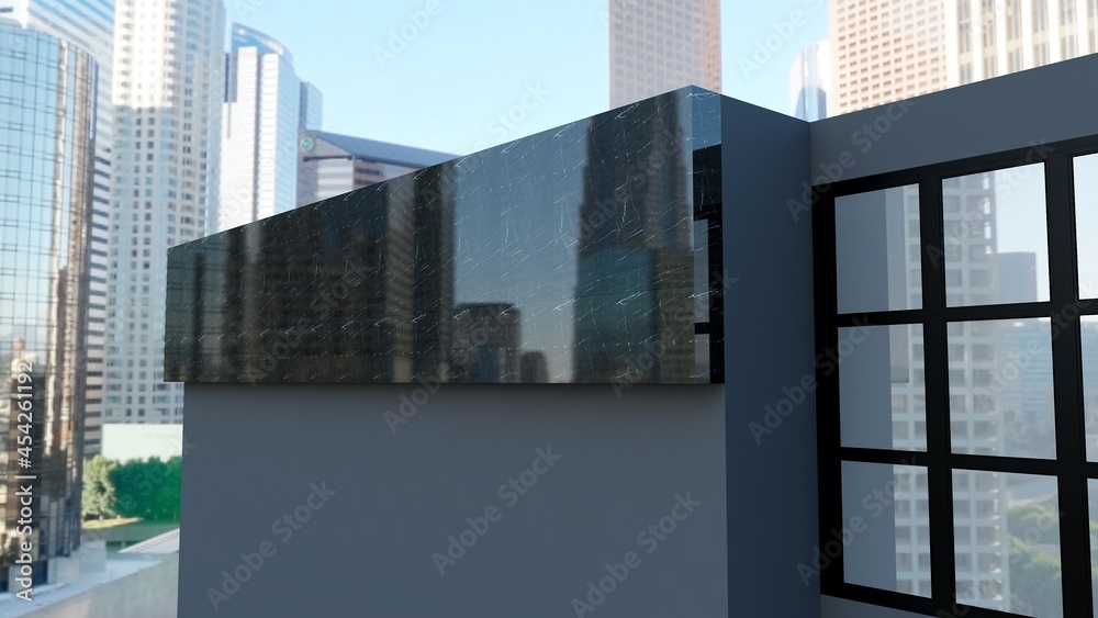 Obraz premium company logo mockup in black office building exterior design