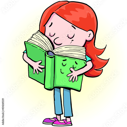 girl hugging a book with love