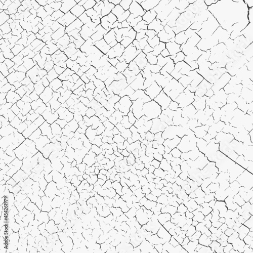 Craquelure grunge background. Cracked paint structure. Ceramic tile pattern. Exfoliate surface. Consisting of fine cracks on the glazed surface. Vector overlay texture with aged effect 