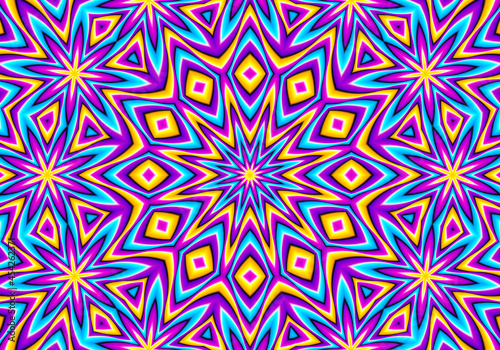 Colorful card with stars. Motion illusion.