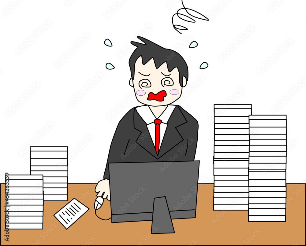忙しいサラリーマンのイラスト素材 Stock Vector Adobe Stock