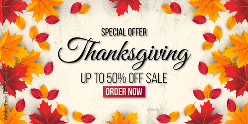 Thanksgiving sale banner background. Premium Vector