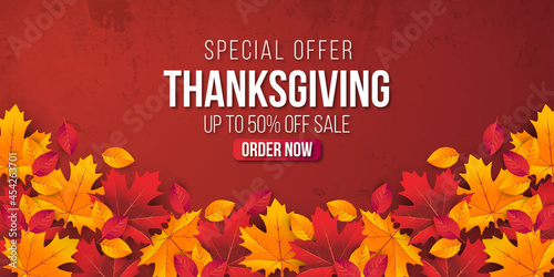 Thanksgiving sale banner background .Premium Vector