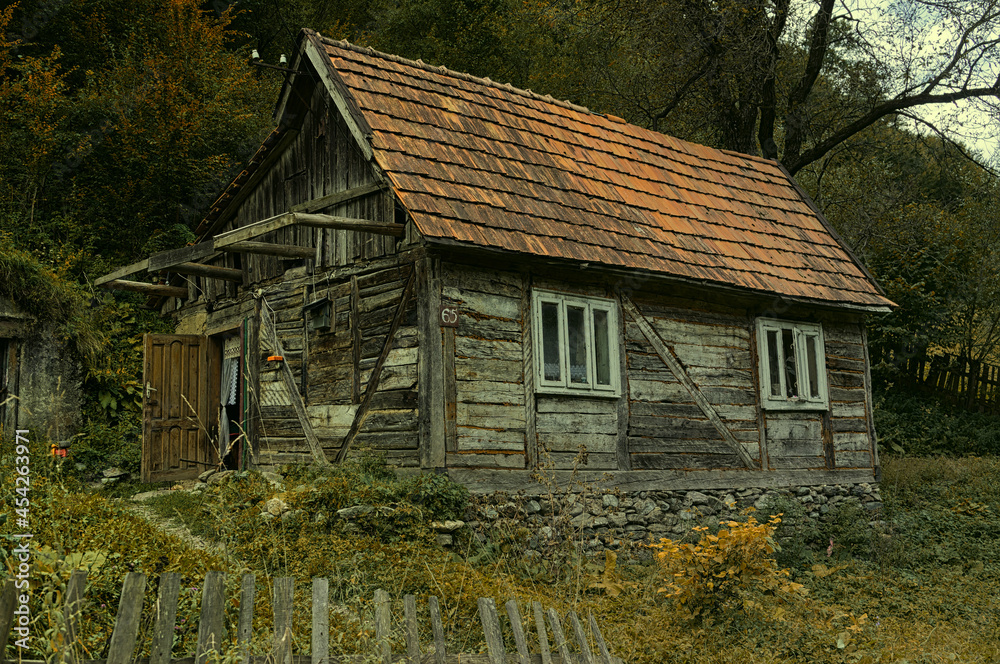 Old creepy wooden house in the highlands Old creepy wooden house in the highlands