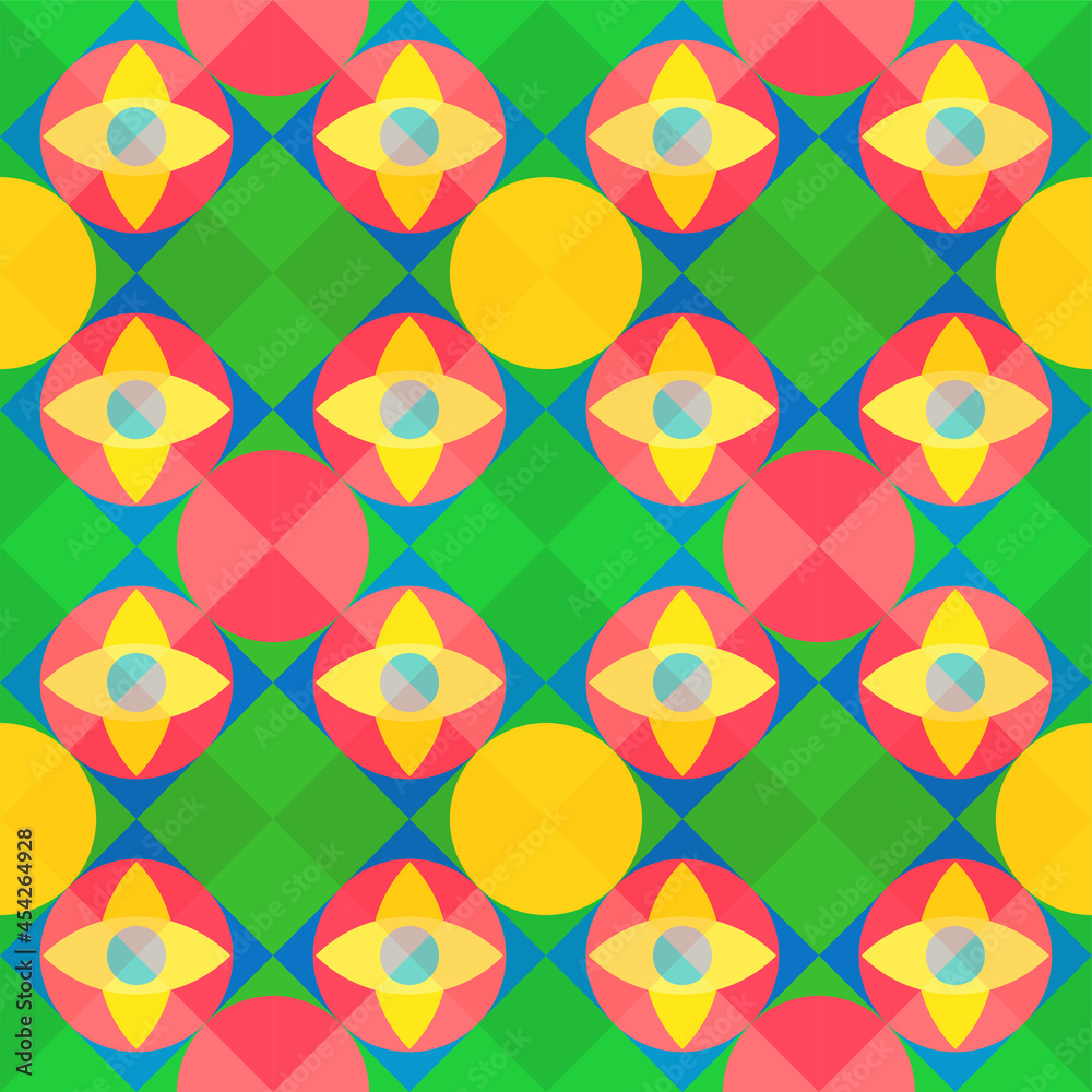 Colorful Abstract Geometric Seamless Pattern Background.
