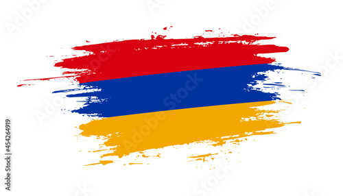 Hand drawn brush stroke flag of Armenia. Creative national day hand painted brush illustration on white background