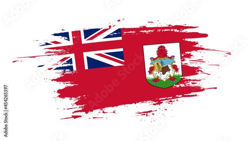 Hand drawn brush stroke flag of Bermuda. Creative national day hand painted brush illustration on white background