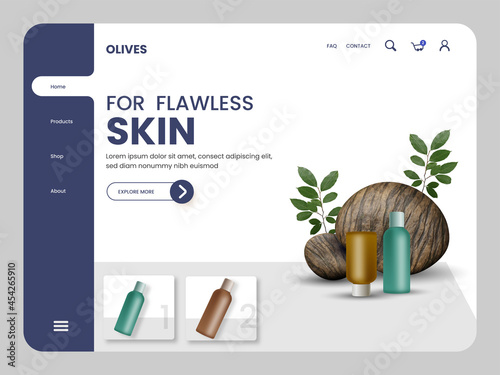 Landing Page Or Hero Banner Layout For Flawless Skin.