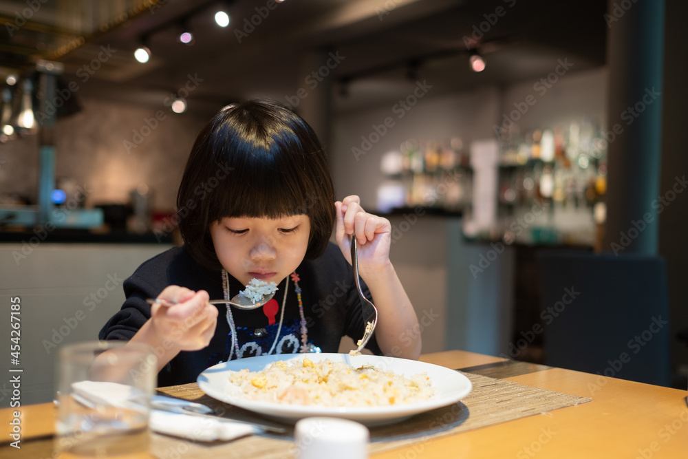 Little girl have breakfast, happy time
Little girl have breakfast, happy time