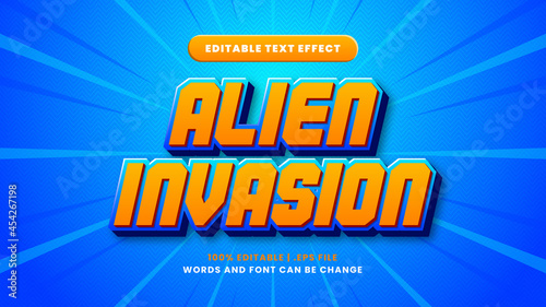 Alien invasion editable text effect in modern 3d style