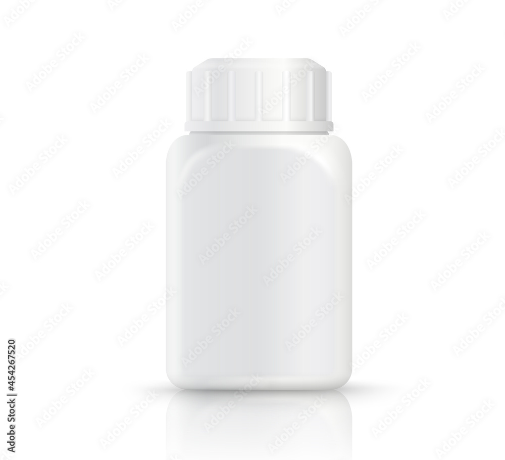 Realistic white plastic square bottle isolated on white background. EPS file. Realistic white plastic square bottle isolated on white background. EPS file.