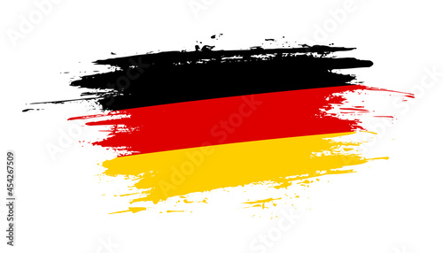 Hand drawn brush stroke flag of Germany. Creative national day hand painted brush illustration on white background