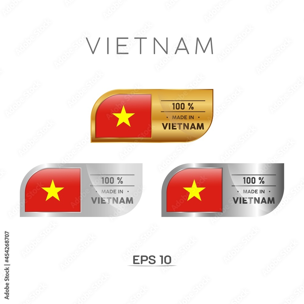 Made In Vietnam Label, Stamp, Badge, Or Logo. With The National Flag Of ...