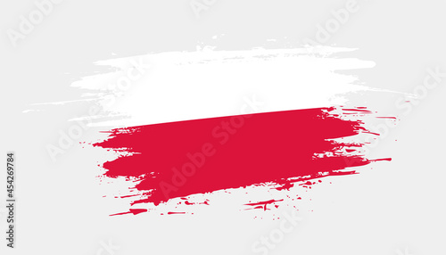 Hand drawn brush stroke flag of Poland. Creative national day hand painted brush illustration on white background