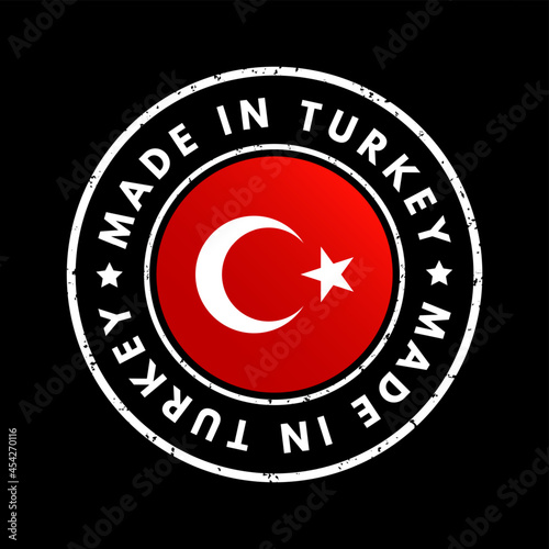 Made in Turkey text emblem badge, concept background