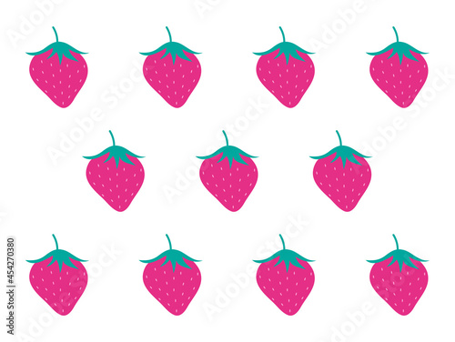 レトロないちごの壁紙、背景白