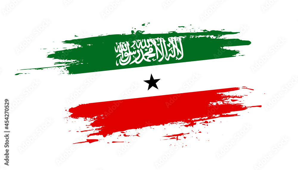 Hand drawn brush stroke flag of Somaliland. Creative national day hand painted brush illustration on white background Hand drawn brush stroke flag of Somaliland. Creative national day hand painted brush illustration on white background