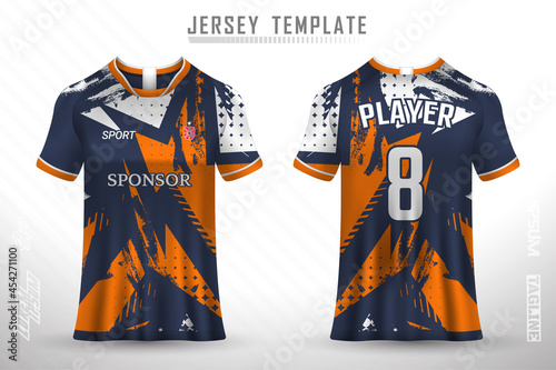 Front back tshirt design. Sports design for football, racing, cycling, gaming jersey vector.	
