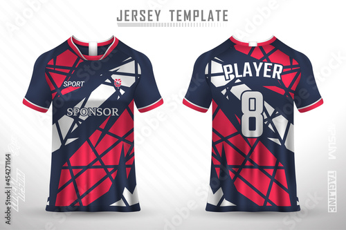Front back tshirt design. Sports design for football, racing, cycling, gaming jersey vector.	
