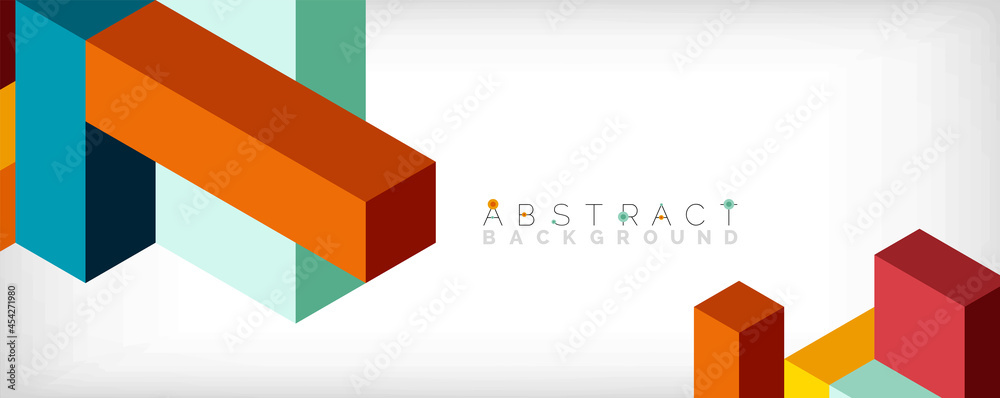 Abstract background. 3d cubes, cubic elements and blocks. Techno or business concept for wallpaper, banner, background, landing page