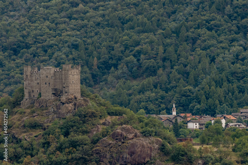 The medieval castle of Ussel  Chatillon  Valle d Aosta  Italy  immersed in the surrounding nature