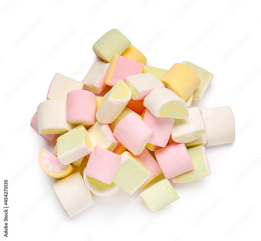 Tasty marshmallows on white background Tasty marshmallows on white background