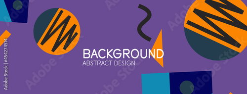 Abstract background. Blocks, lines, triangles, circles composition. Techno or business concept for wallpaper, banner, background, landing page