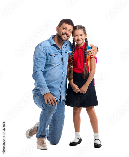 Little schoolgirl with her ...