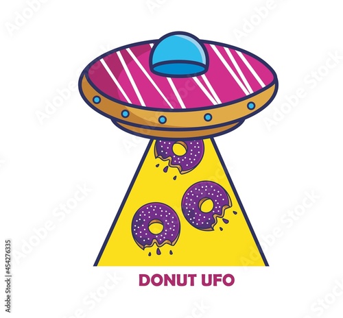 Cute Cartoon ufo donuts alien space food. cartoon food concept Isolated illustration. Flat cartoon Style suitable for Sticker Icon Design Premium Logo vector