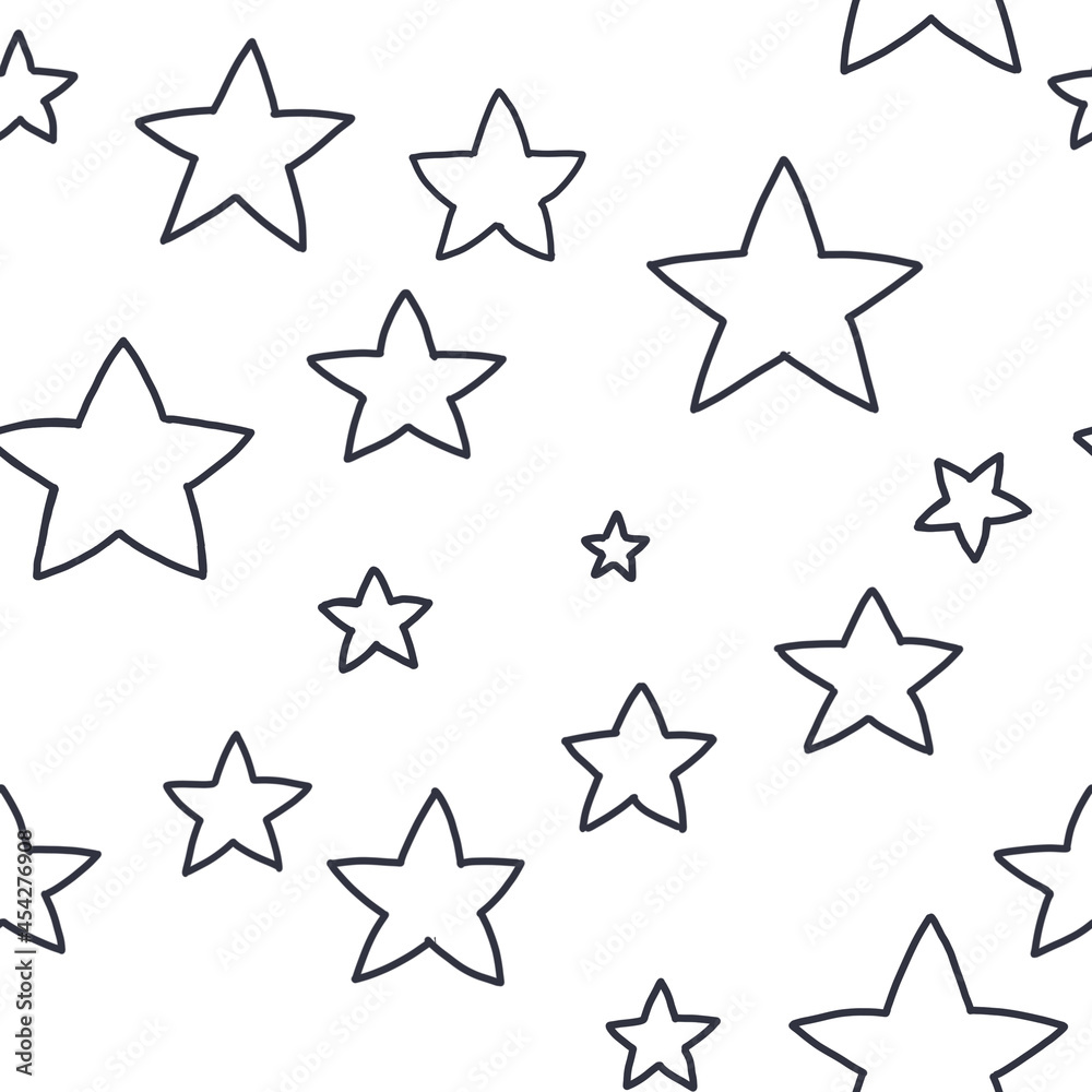 Obraz premium Seamless pattern on a white background. Isolated elements. Doodles. Abstract background. White and black