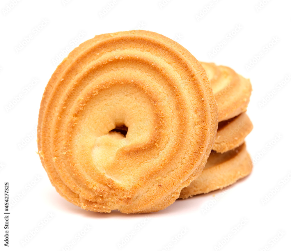 ring shaped crumbly shortbread cookies isolated on white background
ring shaped crumbly shortbread cookies isolated on white background