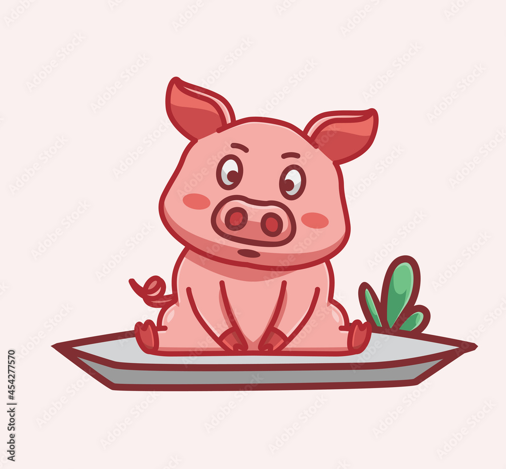 cute pig sit and looking in front of vector illustration icon isolated flat style animal cartoon cute pig sit and looking in front of vector illustration icon isolated flat style animal cartoon