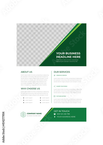 Green and white creative modern business flyer design template