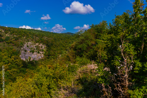 KUTAISI, GEORGIA: Beautiful landscape with a canyon near Motsameta Monastery on a summer day.