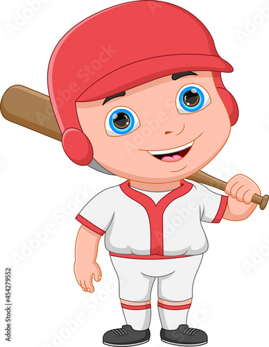 cartoon boy baseball player posing